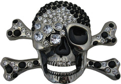 Bejewelled Black Diamond Skull Belt Buckle